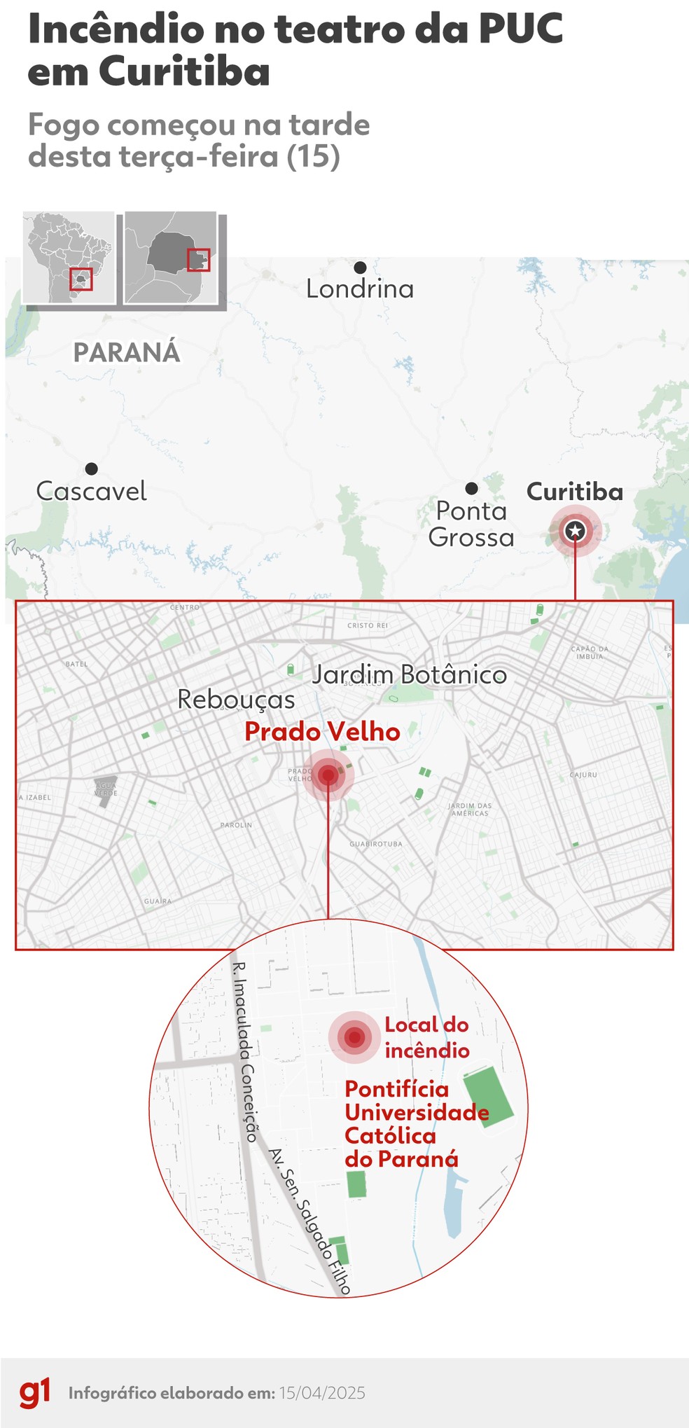 Localização da PUC-PR — Foto: g1