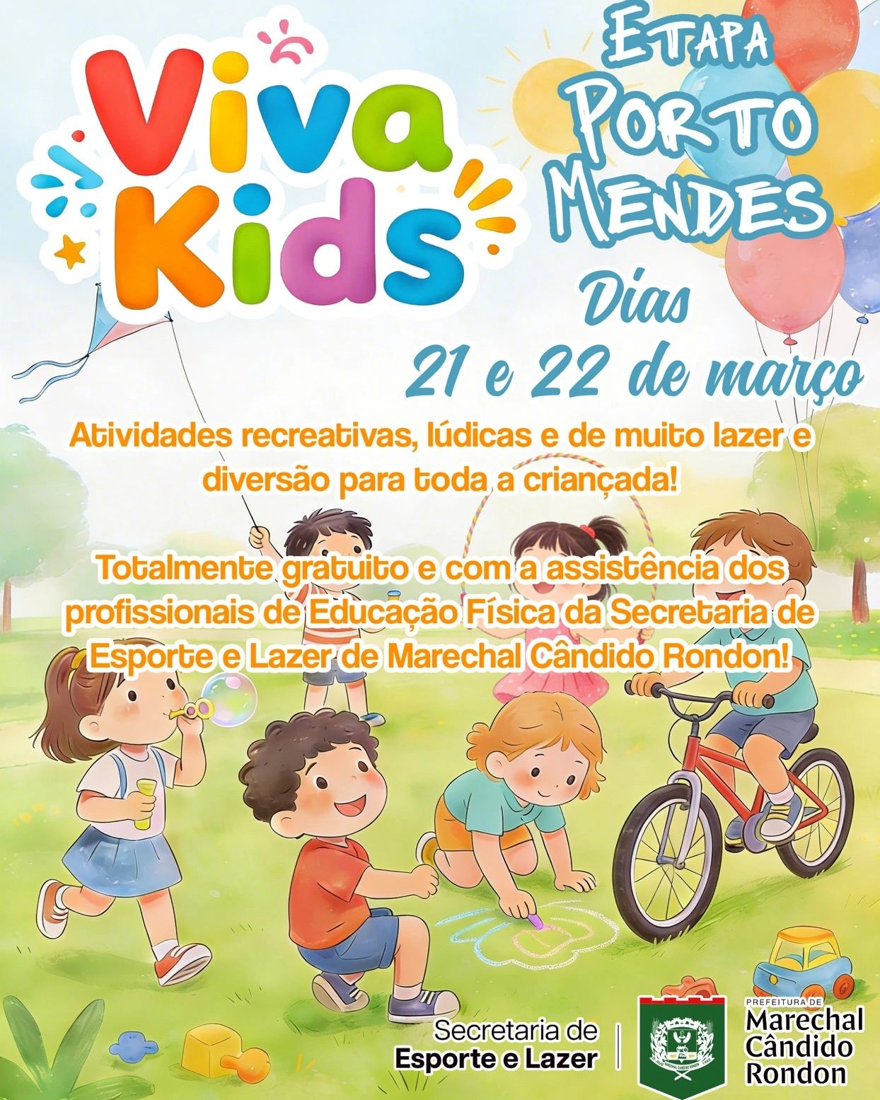 Projeto Viva Kids passará pelos distritos de Marechal Cândido Rondon e também terá etapa na sede