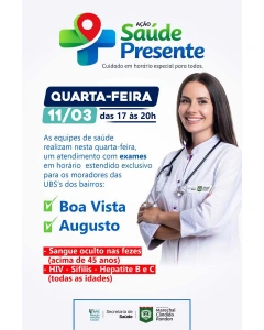 UBSs do Augusto e Boa Vista têm horário estendido hoje para exames preventivos de câncer