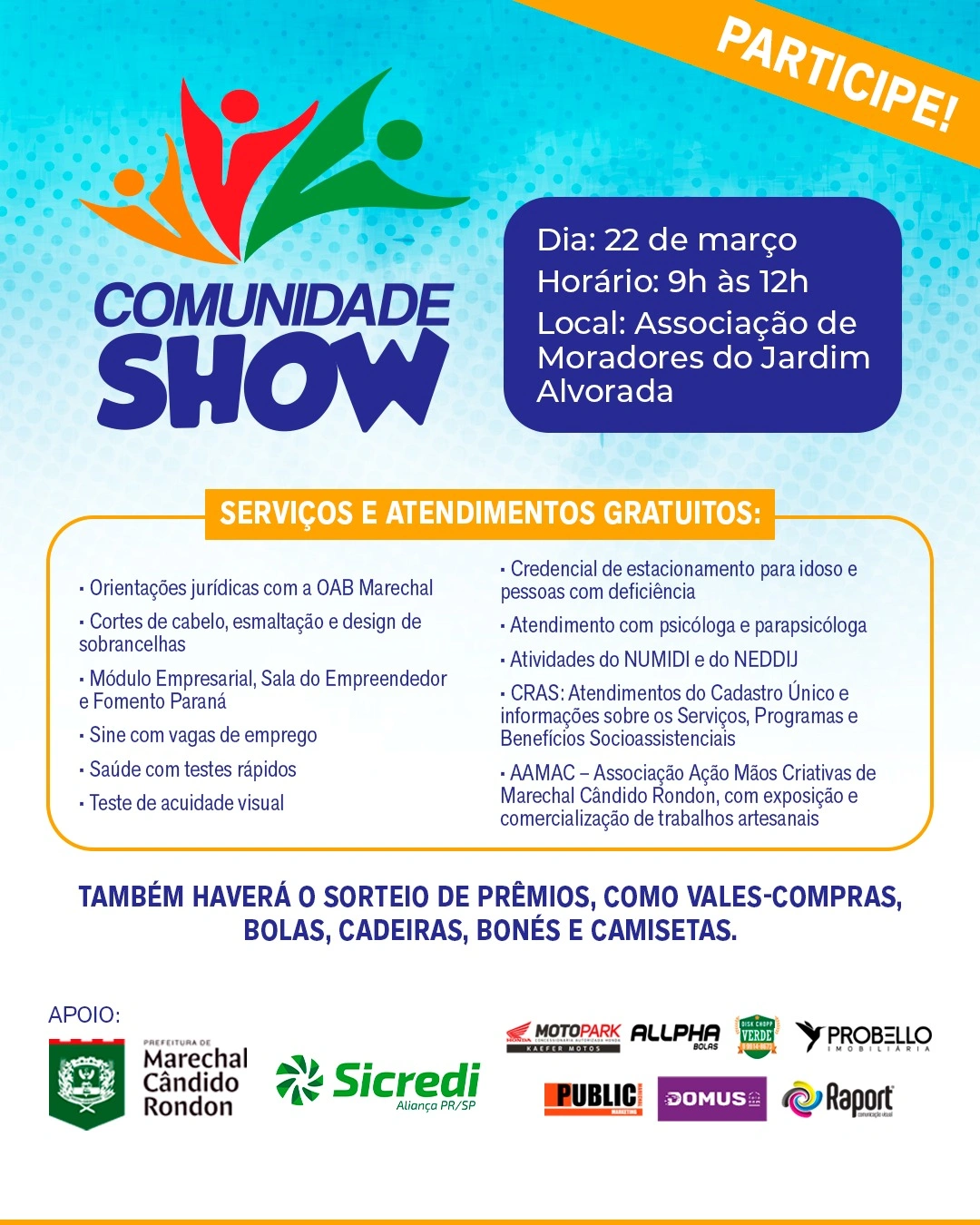 Comunidade Show deste domingo (22) no Jardim Alvorada terá serviços gratuitos