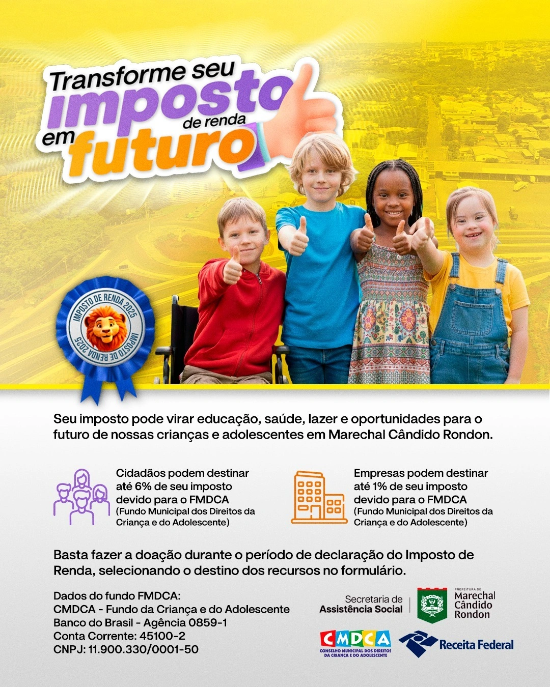 Campanha permanente incentiva doação de parte do Imposto de Renda para projetos sociais