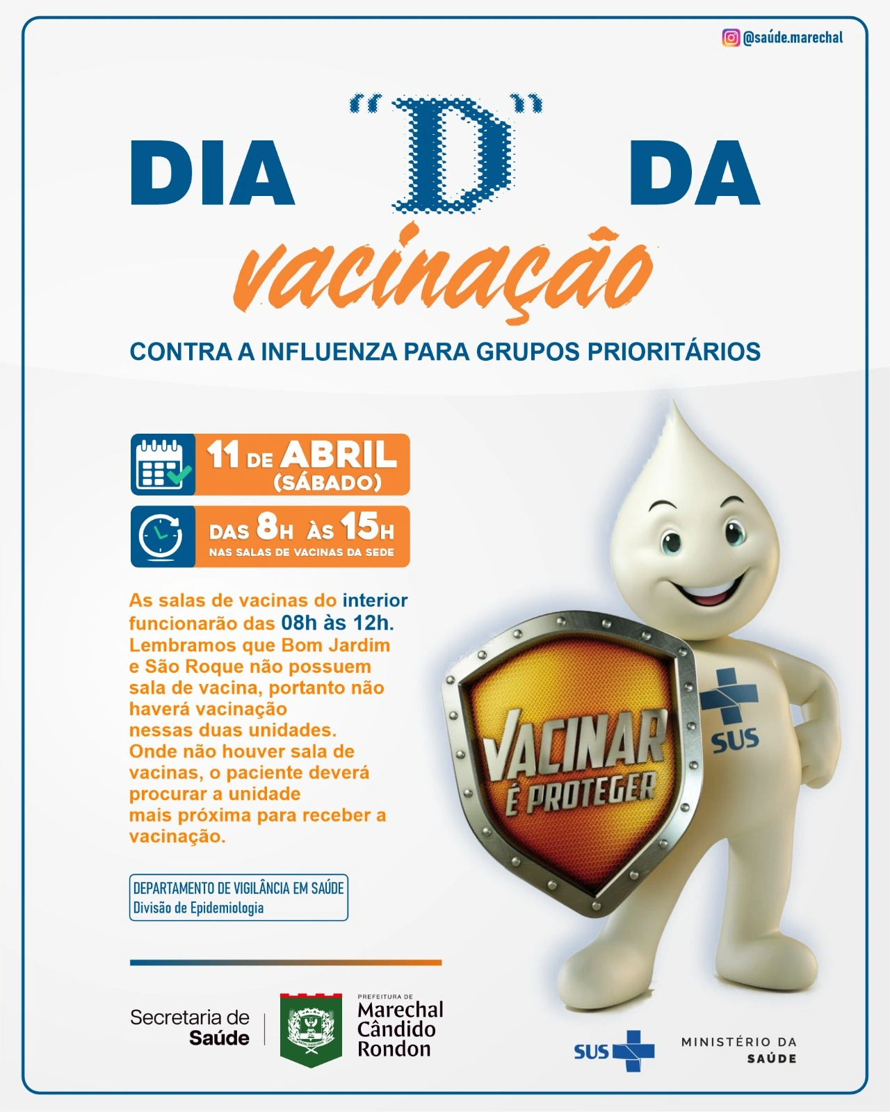 Dia D de Vacinação contra a Influenza para grupos prioritários acontece neste sábado