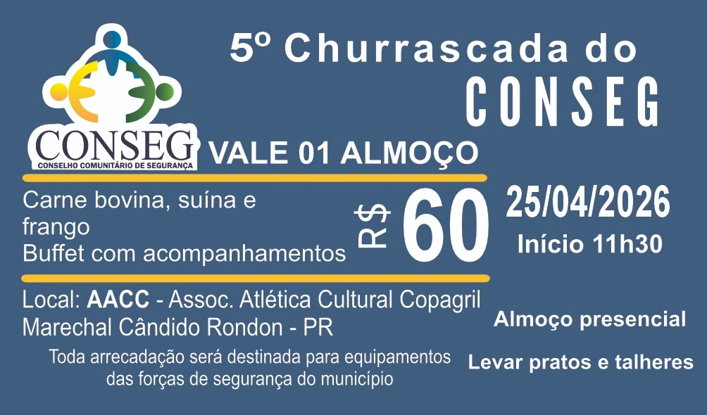 Fichas a venda para a 5ª Churrascada do CONSEG Marechal