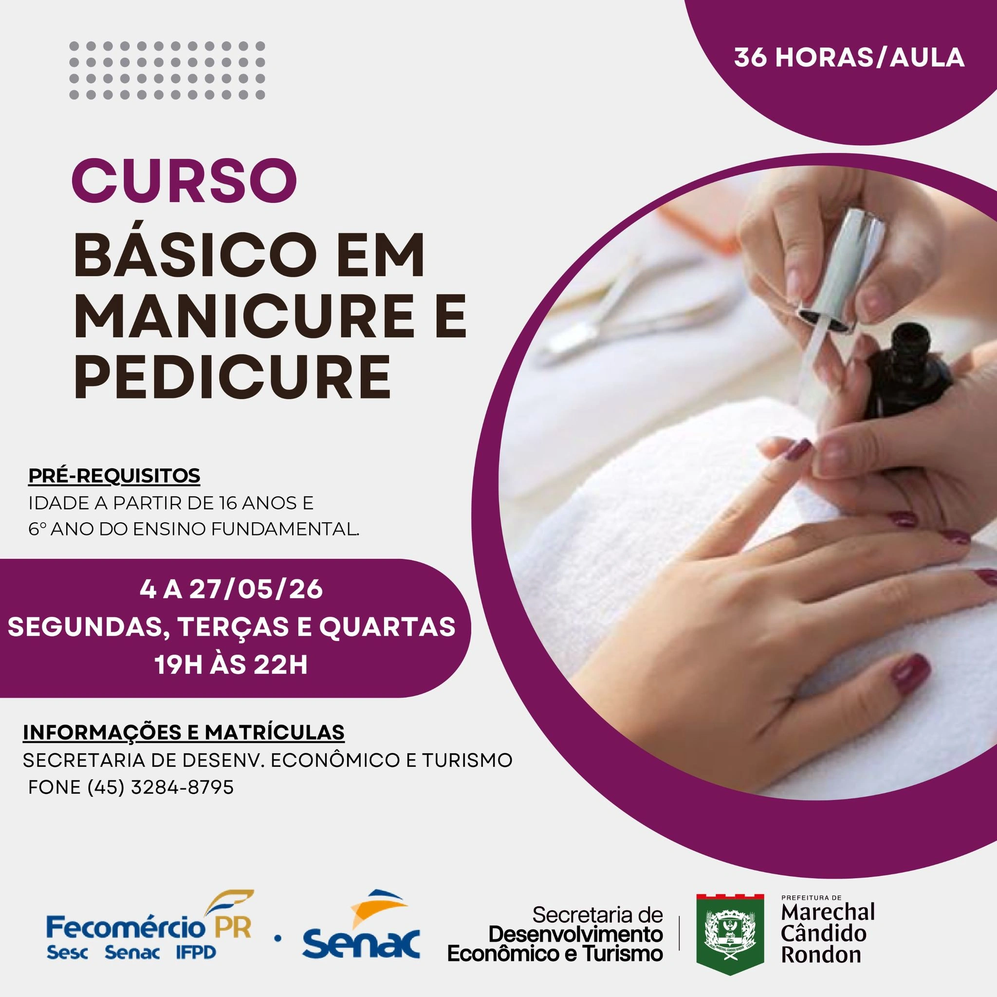 Prefeitura e Senac Marechal promovem curso gratuito de manicure e pedicure
