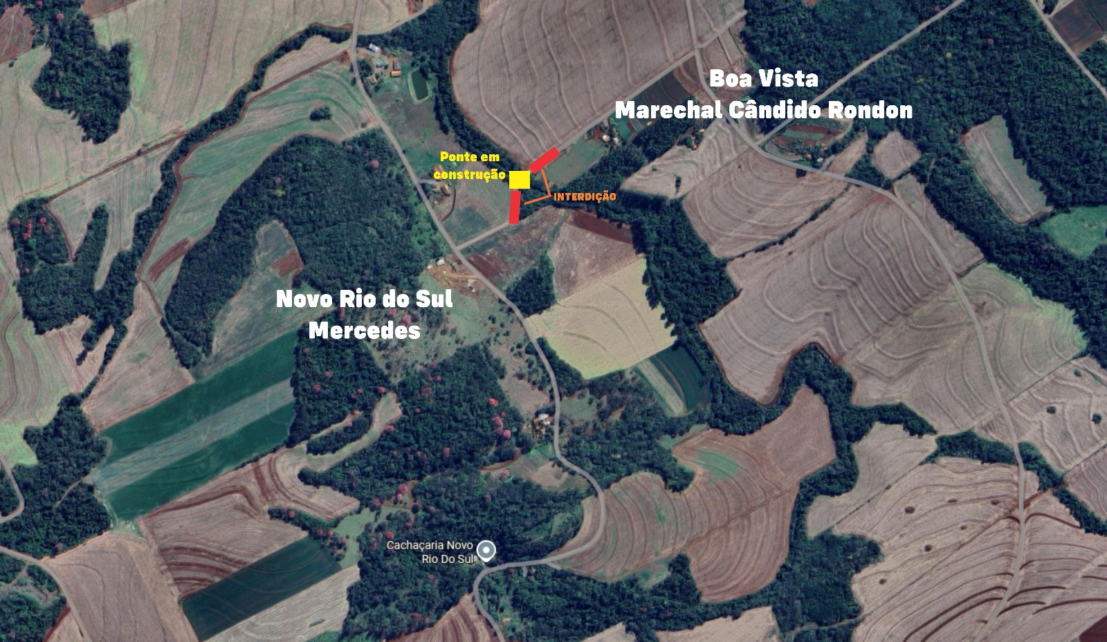 Estrada entre Marechal Rondon e Mercedes será interditada para substituição de ponte