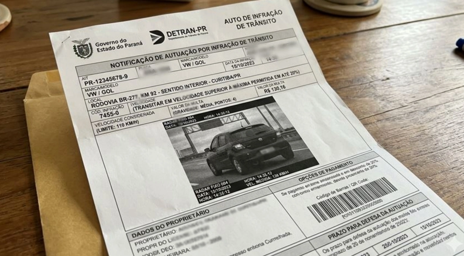 Morador de Pato Bragado denuncia clonagem de placa após receber multa de SP