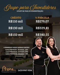 Grupo para Investidores: 15% OFF na taxa de administração