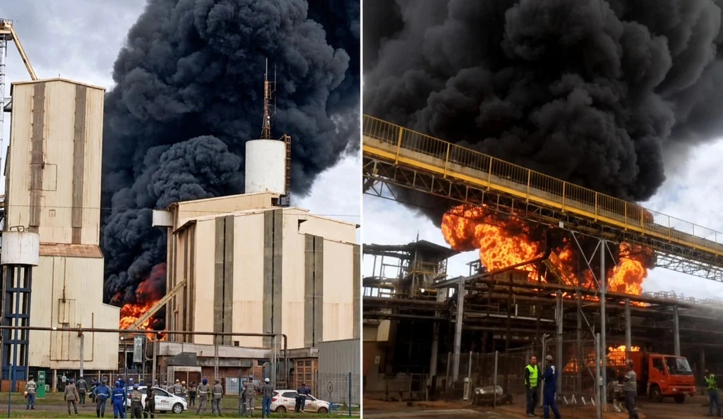 Incêndio atinge complexo industrial da cooperativa Coamo em Campo Mourão