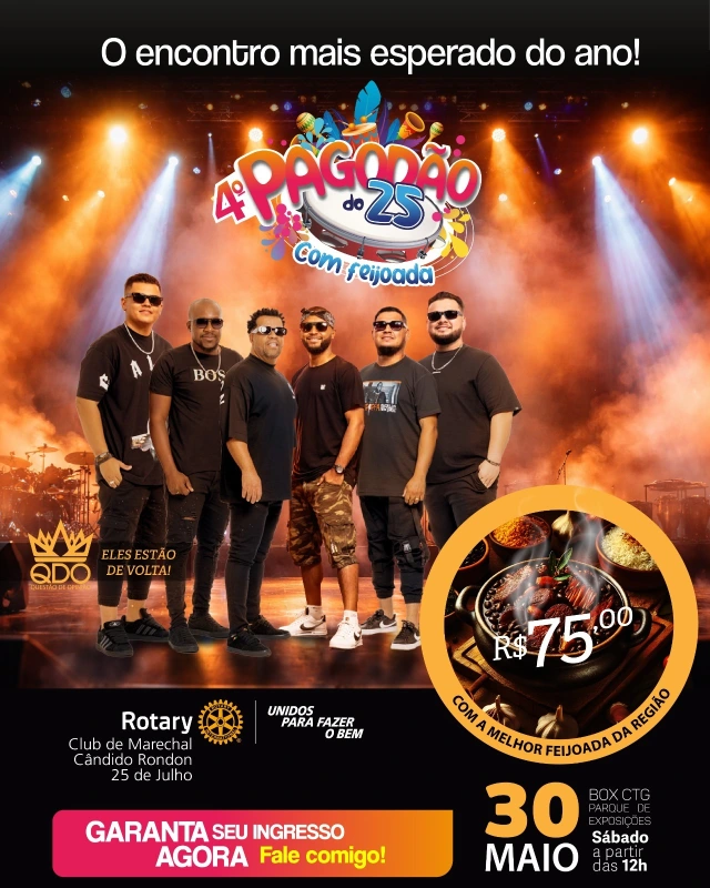 Questão de Opinião lança música inédita para o 4º Pagodão com Feijoada do Rotary 25 de Julho
