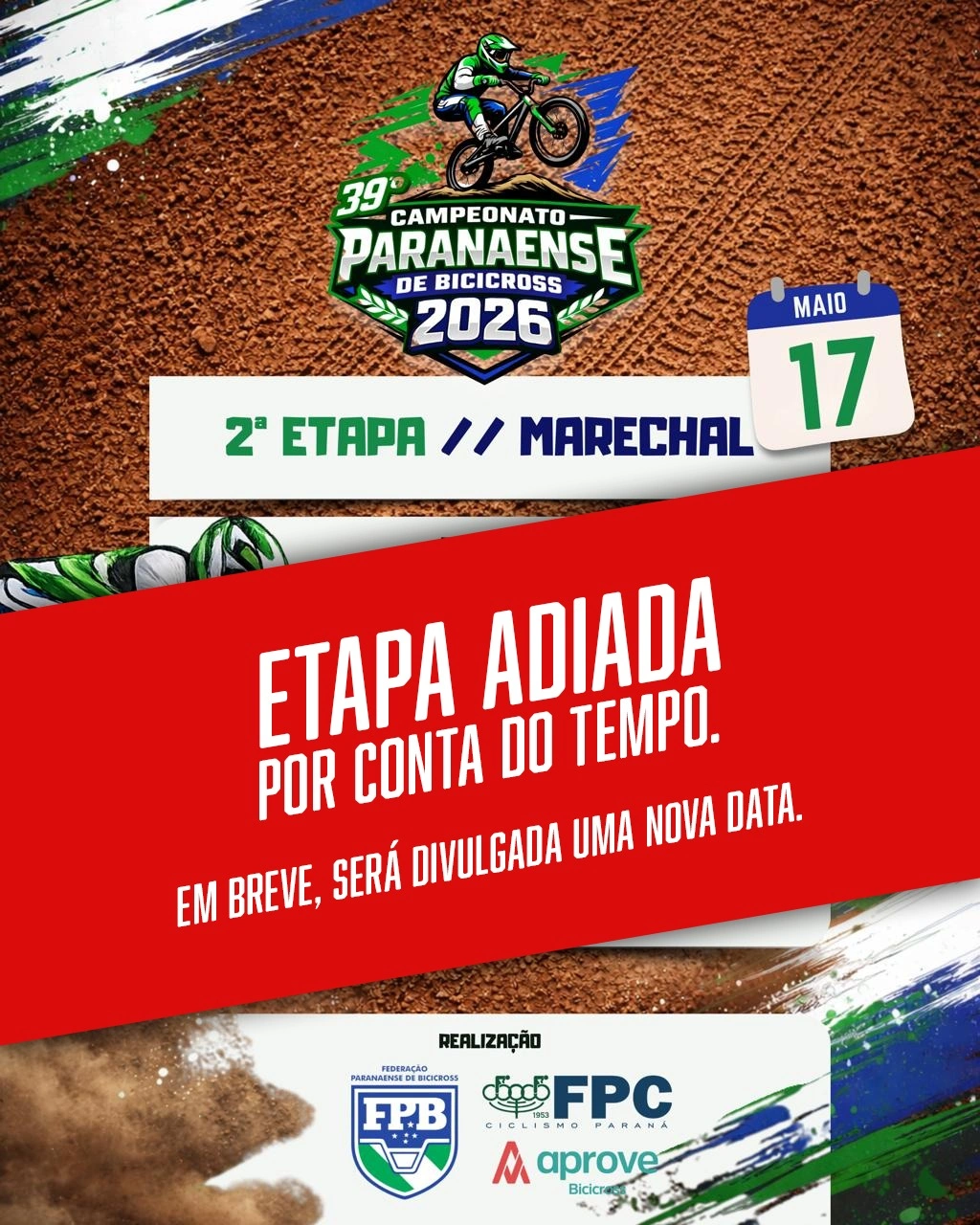 Etapa do Campeonato Paranaense de Bicicross é cancelada devido às condições climáticas