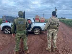 Picape carregada com cigarros é apreendida no interior de Guaíra