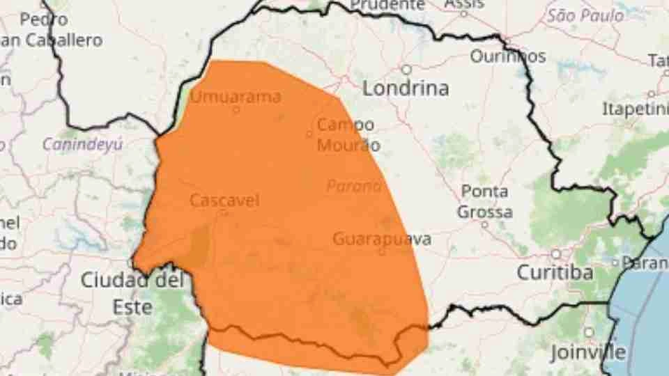 INMET emite alerta de tempestade para o Oeste com risco de granizo e ventos fortes