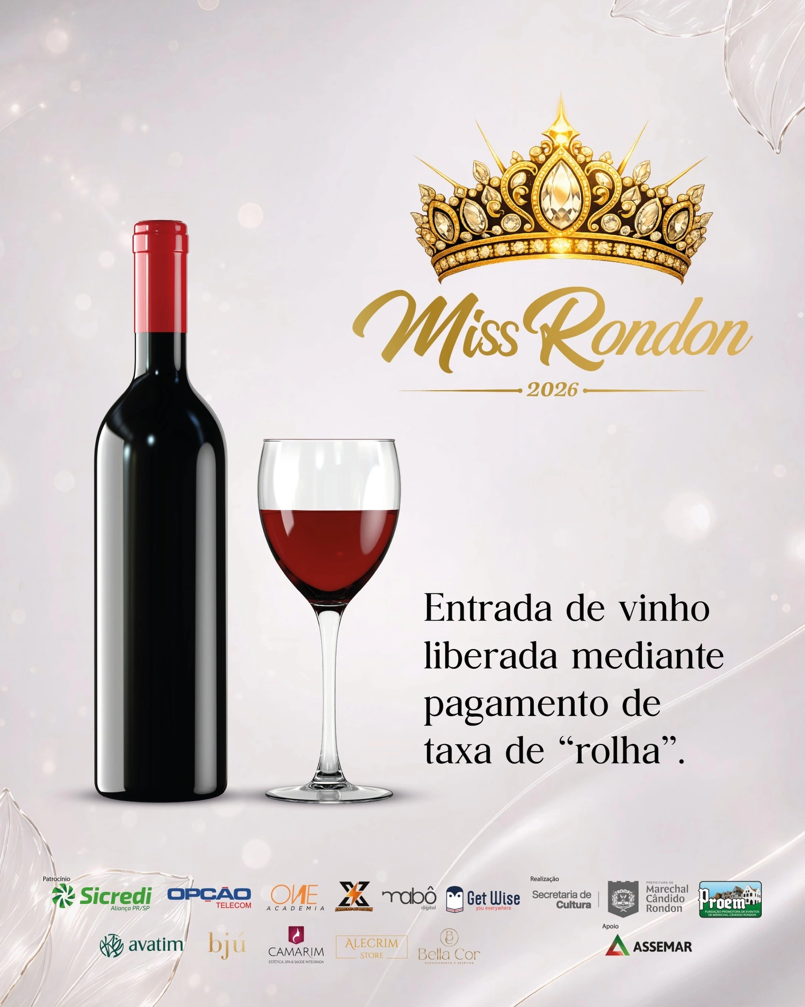 Miss Rondon 2026 terá atrações especiais e permitirá entrada de vinho com taxa de “rolha”