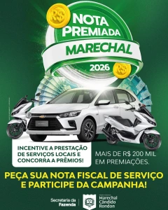 Rondonenses que queiram participar do primeiro sorteio da campanha Nota Premiada Marechal 2026 devem se cadastrar ainda nesta segunda-feira