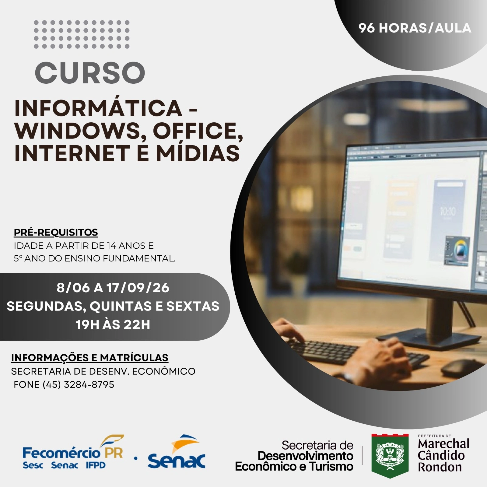 Prefeitura e Senac Marechal promovem curso gratuito de informática