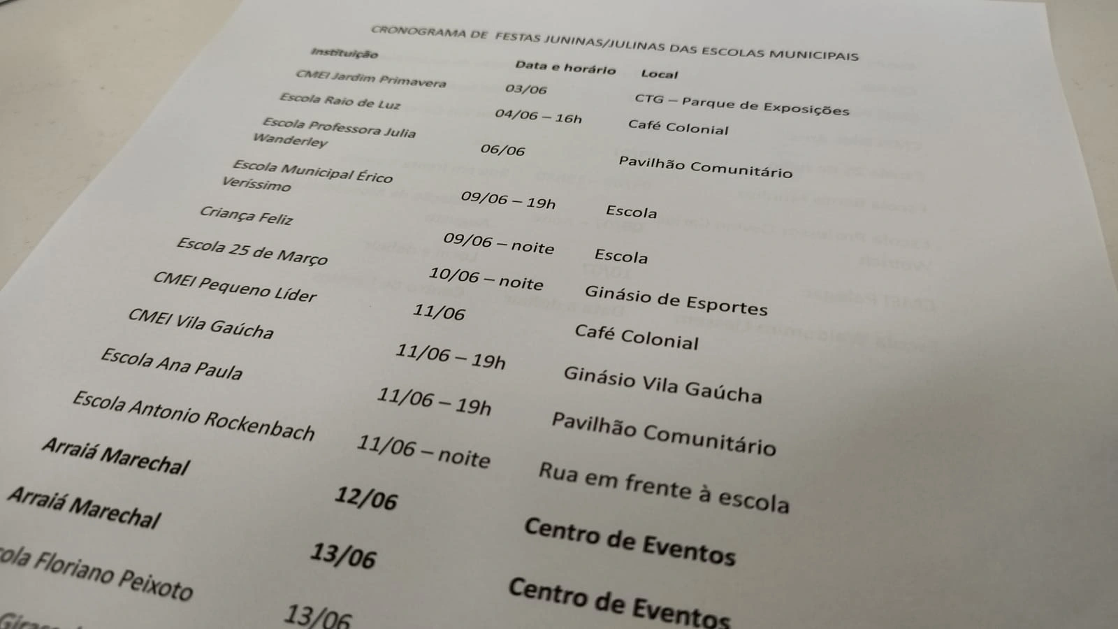 Secretaria de Educação rondonense divulga cronograma de festas juninas/julinas das escolas municipais.