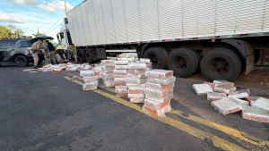 PRF apreende caminhão com 2,7 toneladas de maconha na BR-163