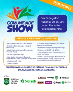 Próximo Comunidade Show será no dia 05 de julho no campinho do Recanto Feliz