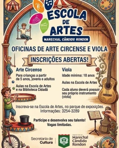 Escola de Artes rondonense abre inscrições para oficinas de arte circense e viola