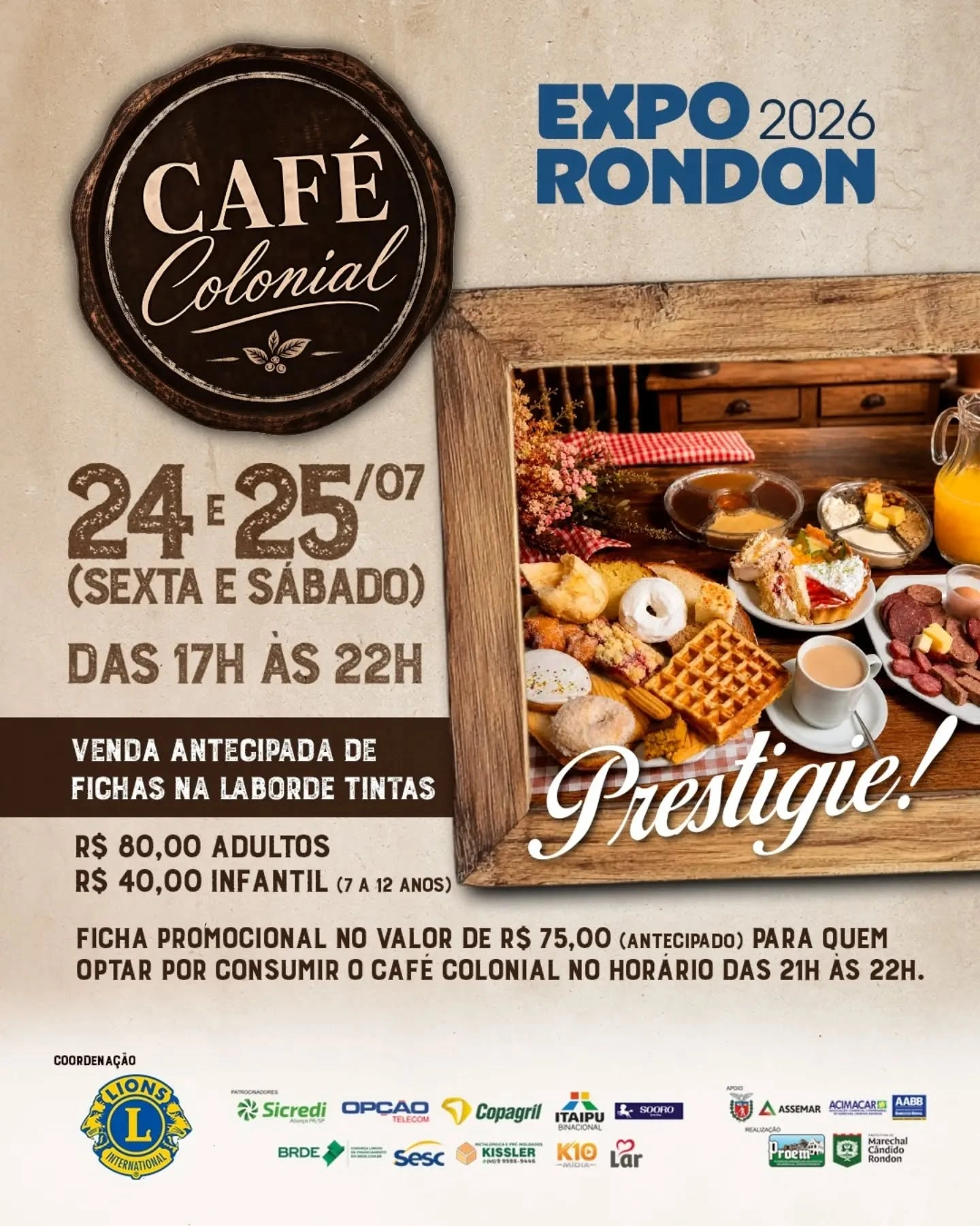 Café Colonial será servido na sexta e no sábado durante a Expo Rondon 2026
