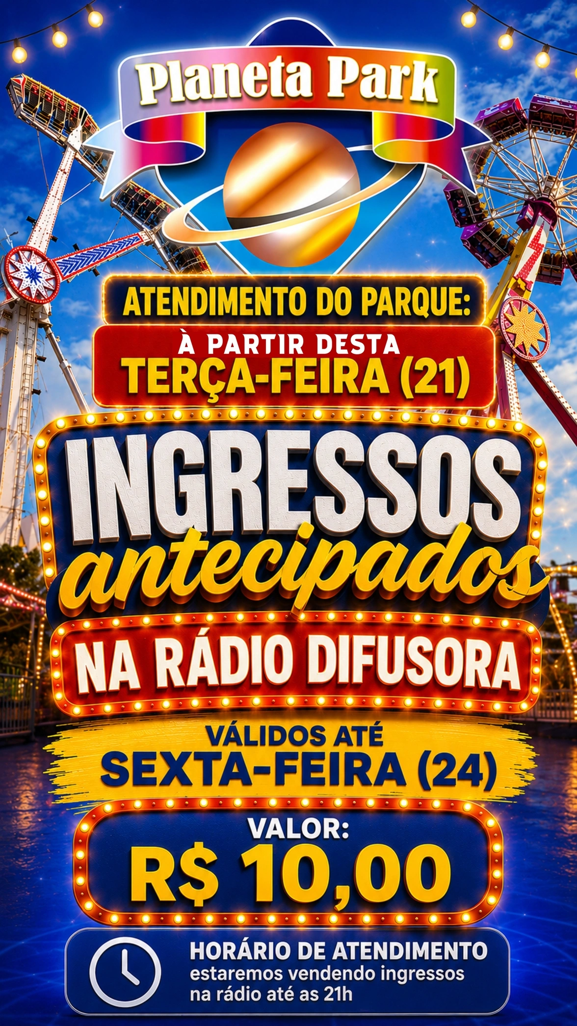 Parque de diversões da Expo Rondon 2026 abre nesta terça-feira