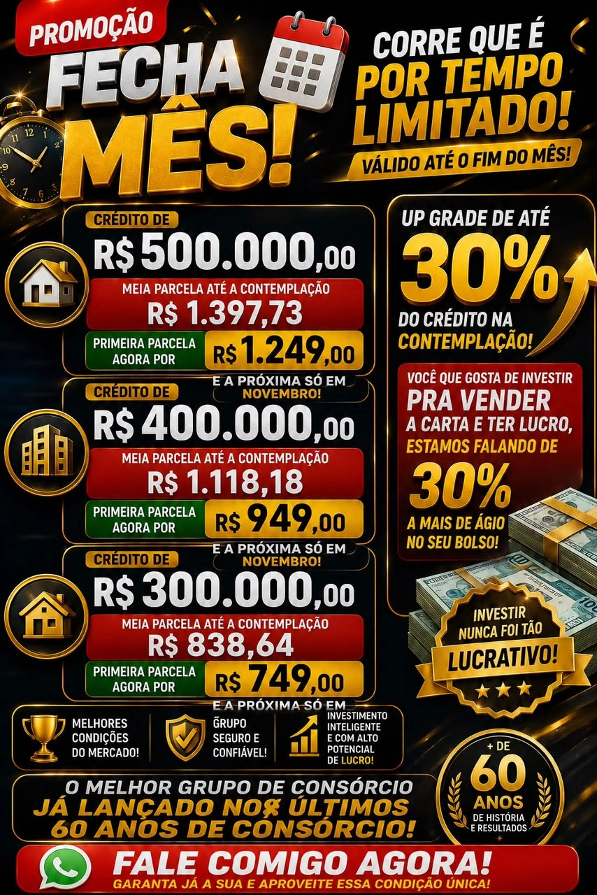 Feirão de Fim de Mês: oportunidade para construir patrimônio com condições exclusivas