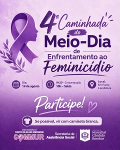Caminhada contra o feminicídio e a violência contra a mulher acontece nesta sexta em Marechal Rondon