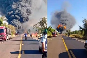 Acidente entre carretas causa explosão e deixa 4 mortos na BR-163, em MS