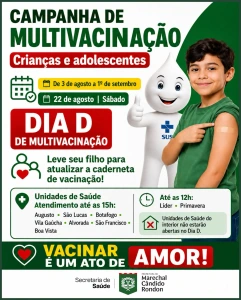 Dia D da Campanha de Multivacinação para crianças e adolescentes acontece neste sábado