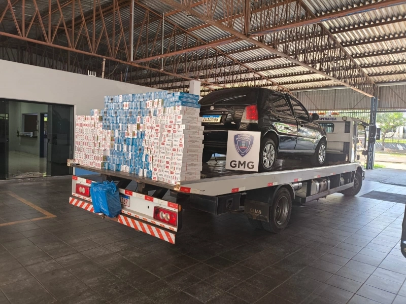 Carro carregado com cigarros é apreendido pela Guarda Municipal de Guaíra