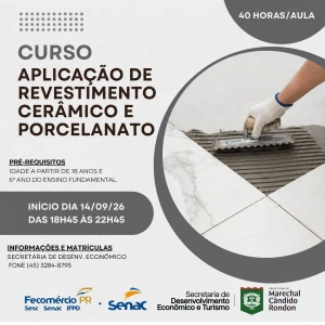 Prefeitura e Senai promovem curso gratuito de Aplicação de Revestimento Cerâmico e Porcelanato