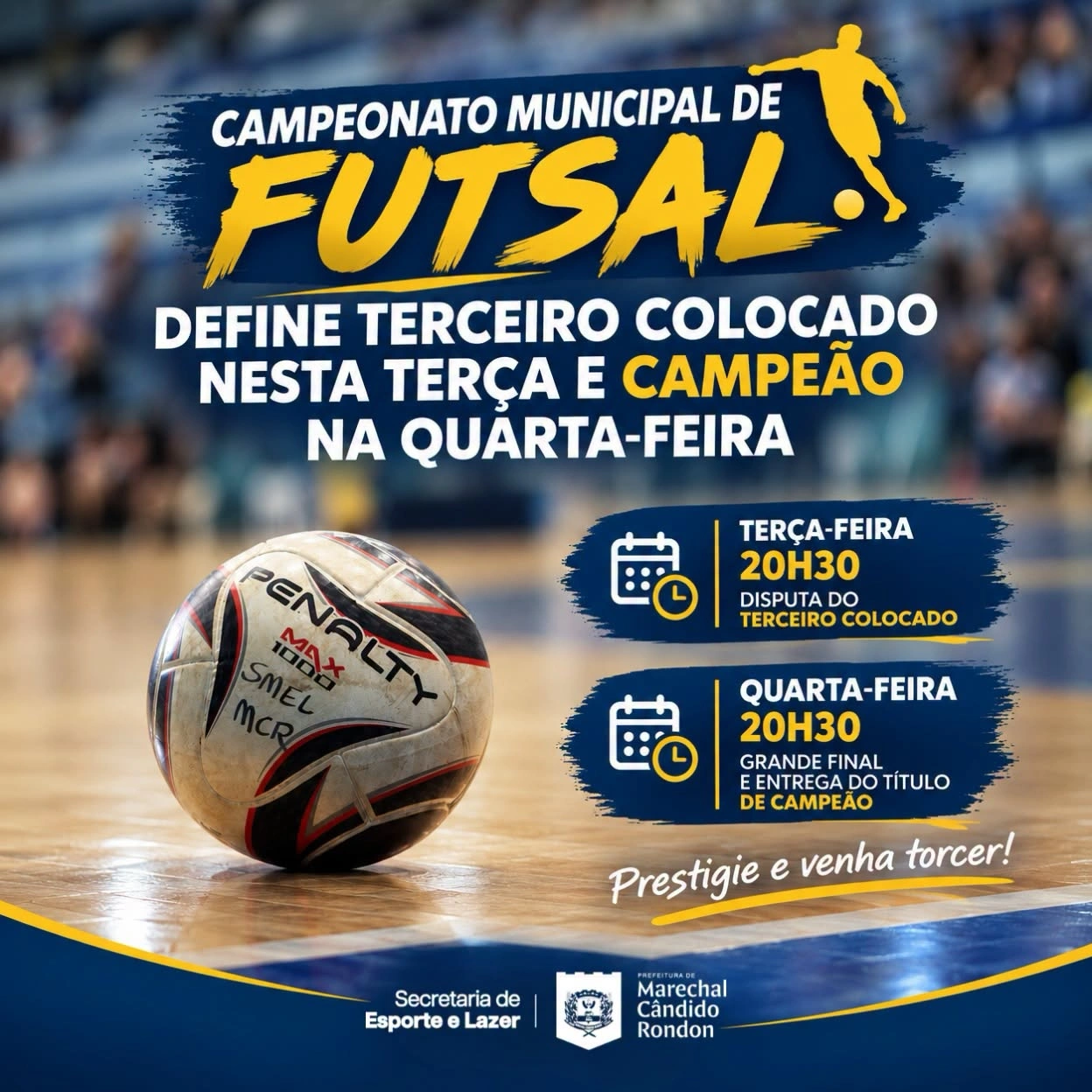 Campeonato Municipal de Futsal define terceiro colocado nesta terça e campeão na quarta-feira