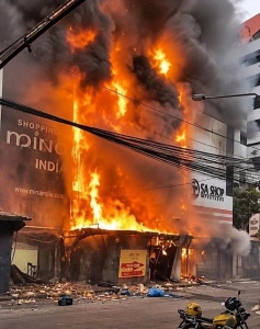 Incêndio de grandes proporções atinge região central de Cidade do Leste