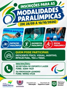 Inscrições abertas para modalidades paralímpicas em Marechal Cândido Rondon