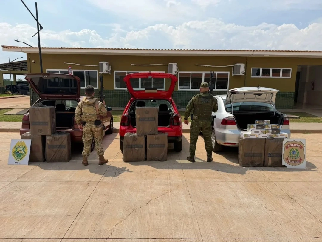 Três carros carregados com cigarros do Paraguai são apreendidos entre Guaíra e Terra Roxa