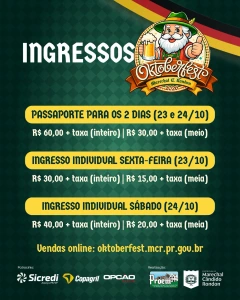 Ingressos para os bailões da 36ª Oktoberfest de Marechal Cândido Rondon começam a ser vendidos nesta quinta-feira