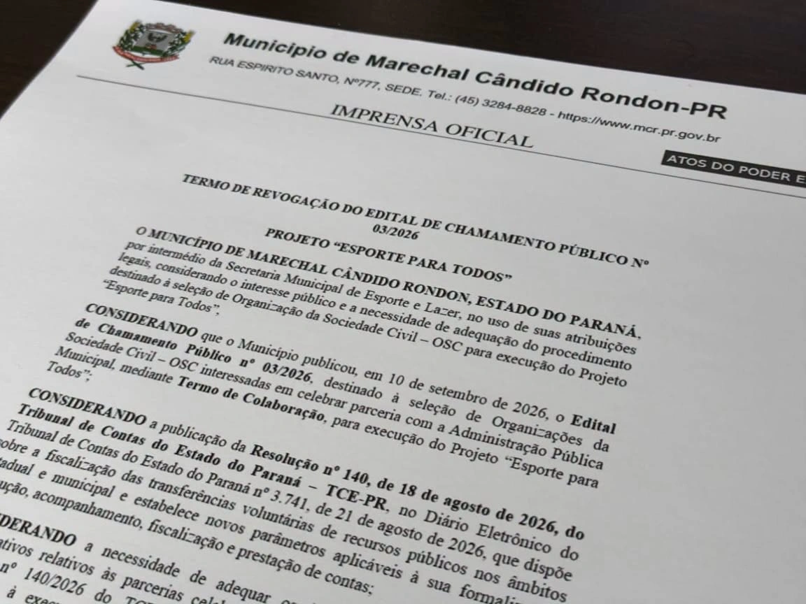 Prefeitura revoga edital do projeto “Esporte para Todos” e prepara novo chamamento público