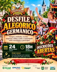 Inscrições para o Desfile Alegórico Germânico da 36ª Oktoberfest seguem abertas até as 17h desta quarta-feira