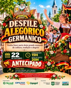 Desfile Alegórico Germânico da 36ª Oktoberfest de Marechal Rondon é antecipado para esta quinta-feira