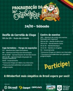 Último dia da 36ª Oktoberfest de Marechal Cândido Rondon deve reunir grande público no parque de exposições