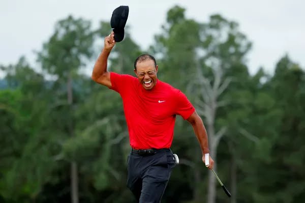 Tiger Woods comemora vitória no Masters 2019, em abril daquele ano — Foto: Brian Snyder/Reuters