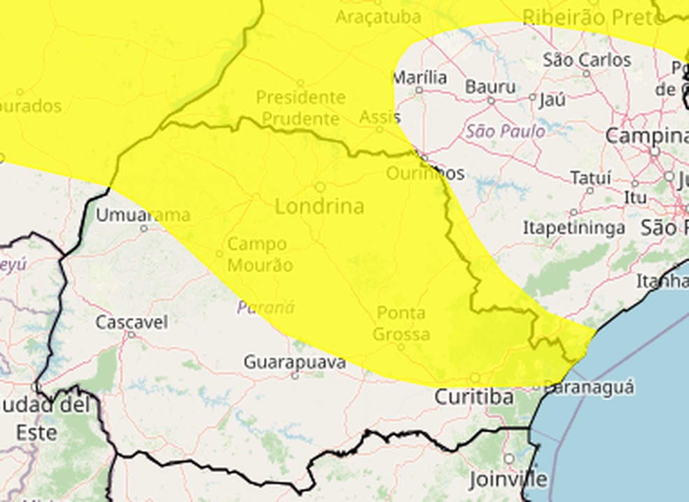 Alerta de tempestades — Foto: Reprodução/Inmet