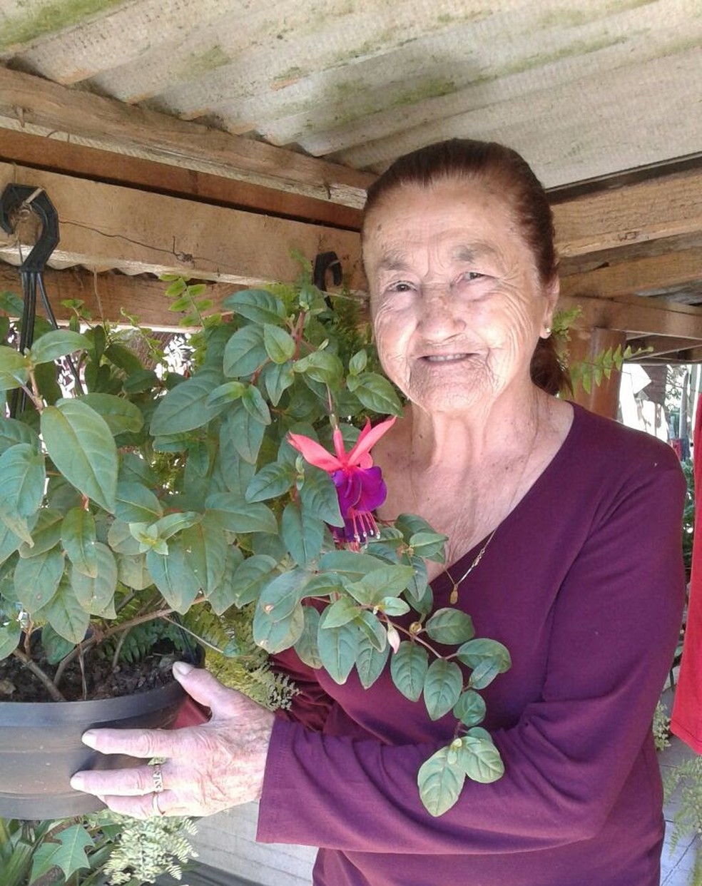 Dona Vitalina está na casa da filha, em quarentena, e espera poder voltar logo para a fazenda dela, em Leópolis — Foto: Vitalina dos Santos/Arquivo pessoal