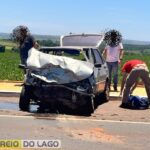 Casal idoso fica preso às ferragens em acidente na rodovia PR488, em Santa Helena