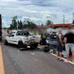Engavetamento com seis carros e carreta deixa feridos na BR-277, em Cascavel