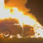 Veículo pega fogo e fica destruído na BR-163 em Toledo