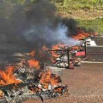 Manifestação interdita parcialmente a BR-277 no bairro Pedreira em Medianeira