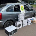 Ação conjunta com helicóptero apreende eletrônicos de origem estrangeira na PR-585, em Toledo