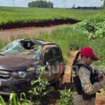 Carro capota e mulher fica ferida entre Marechal e Nova Santa Rosa